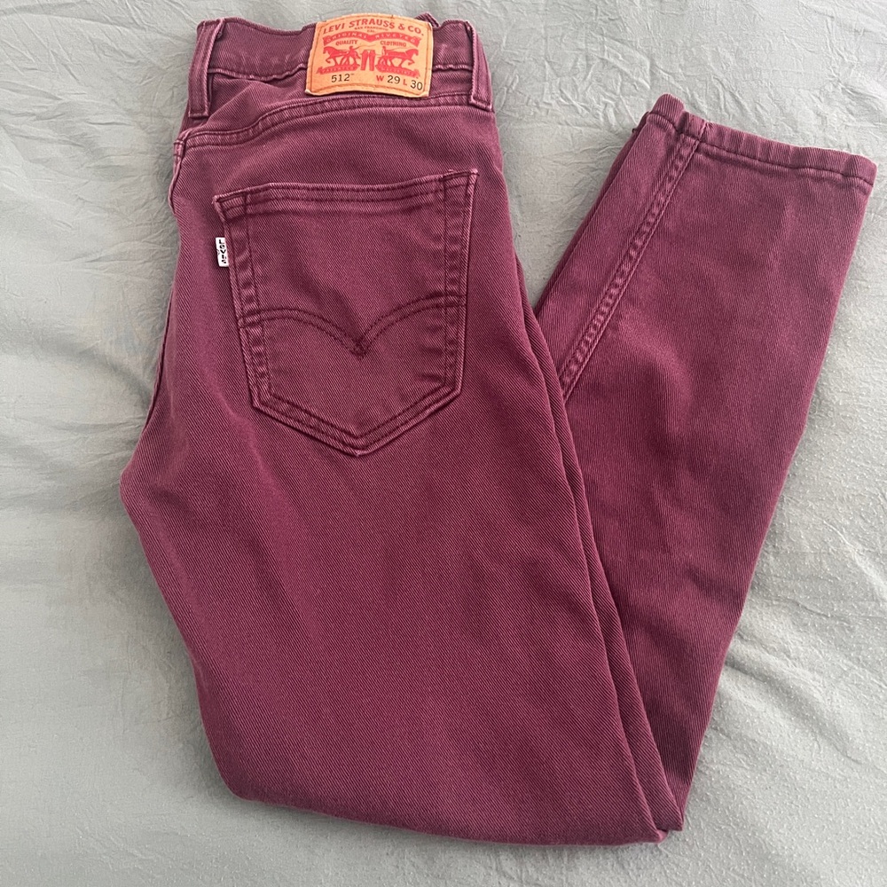 Levi’s 512 Slim Taper Jeans 29x30 Deep Plum Denim Pants Mens